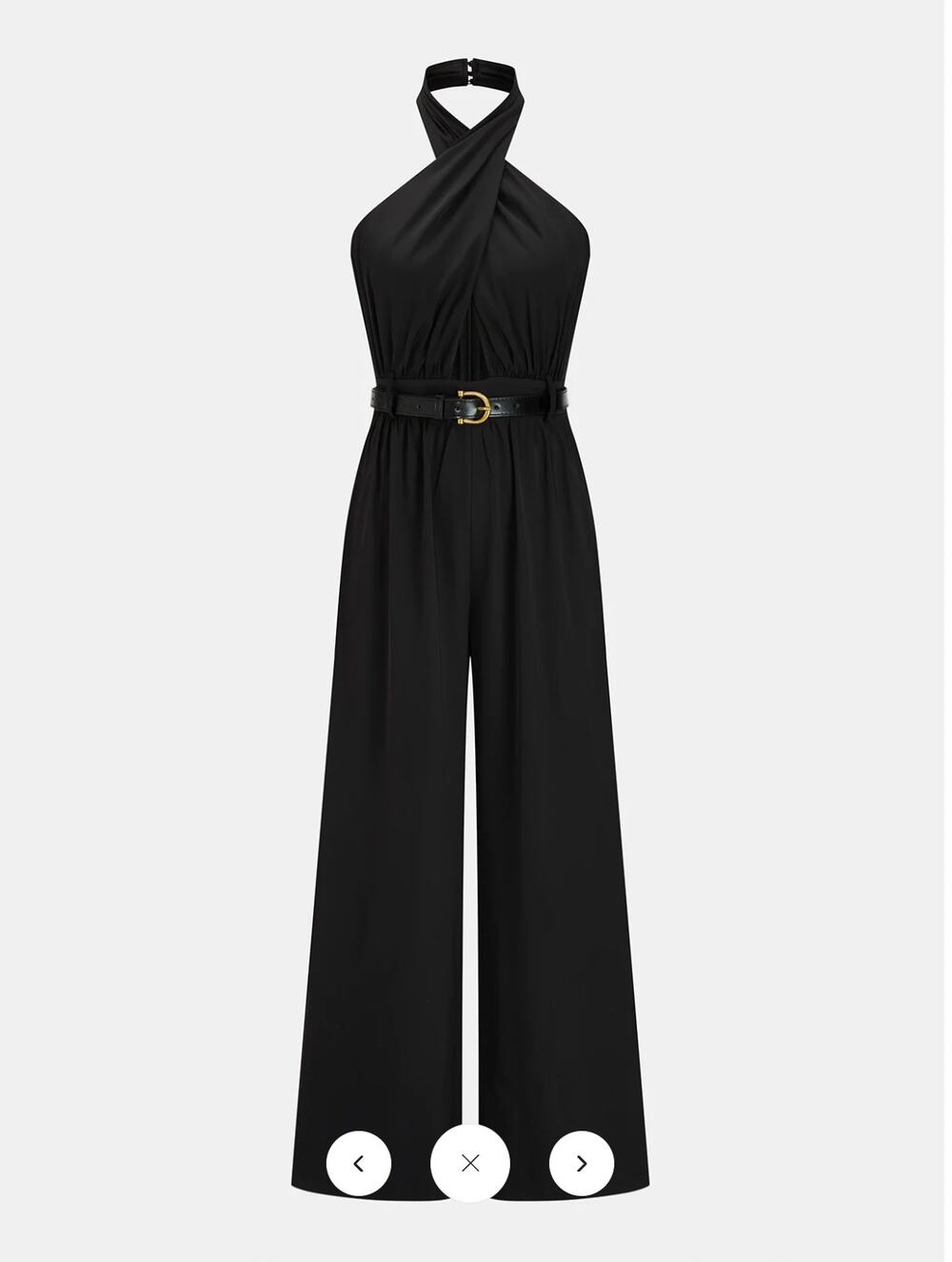 NWT Commense Cross Halter Belted Wide Leg Jumpsuit Sz M